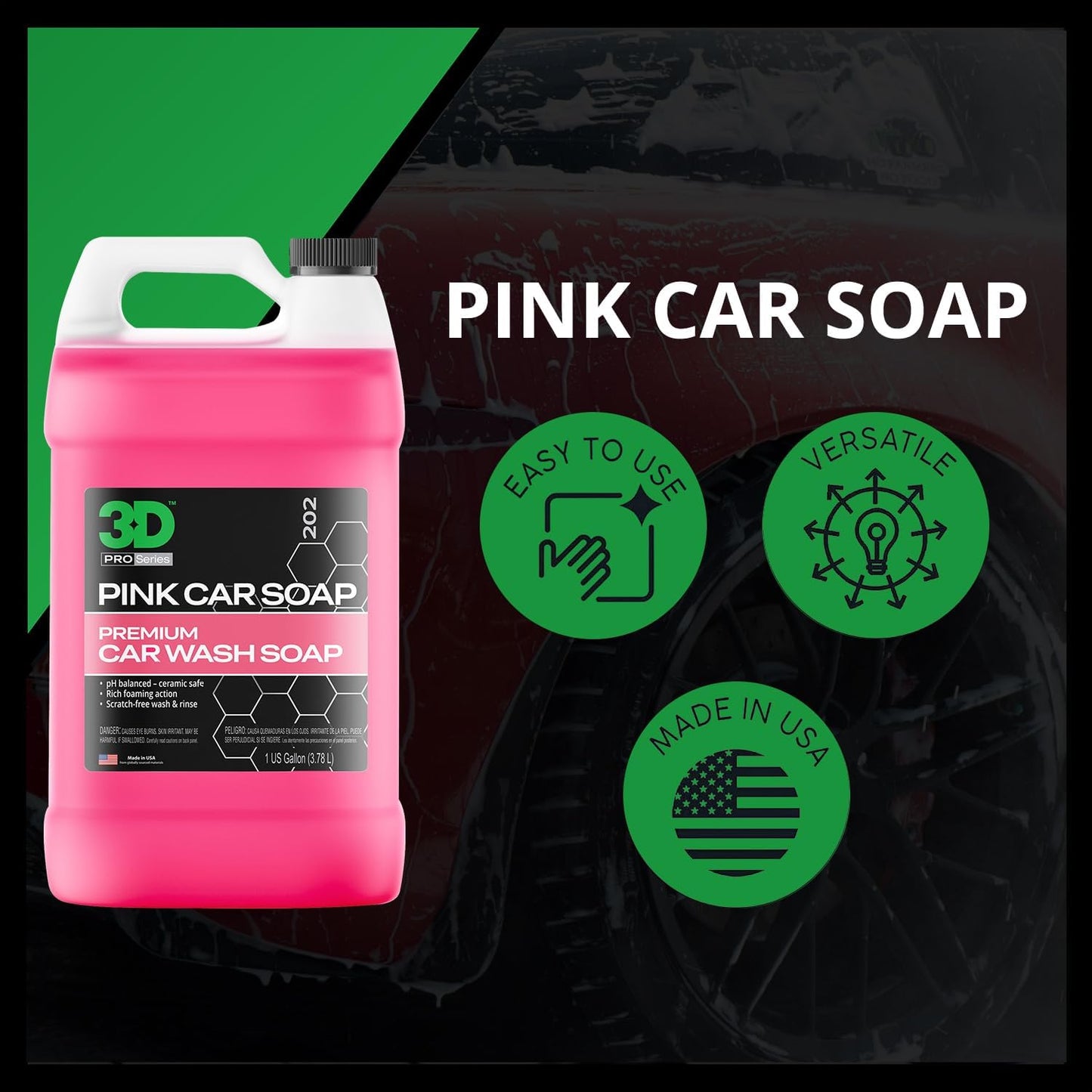 ( 3.8L) - Pink Car Soap Car Wash & Cleaner Made in USA All Natural No Harmful Chemicals (Gallon)
