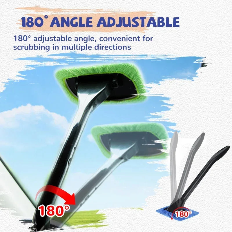 Car Window Cleaner Brush Kit, Windshield Cleaning Wash Tool Glass Wiper with Long Handle