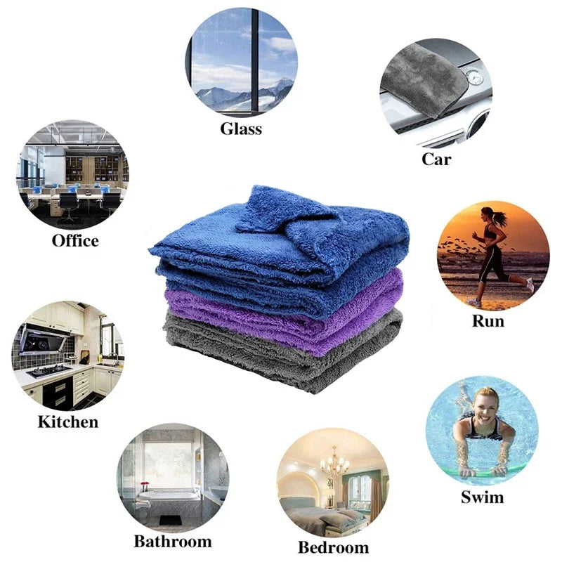 3,5, or 10Pcs Microfiber Car Wash Towels40X40Cm 