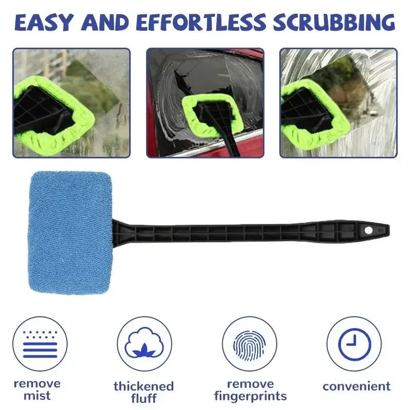 Car Window Cleaner Brush Kit, Windshield Cleaning Wash Tool Glass Wiper with Long Handle