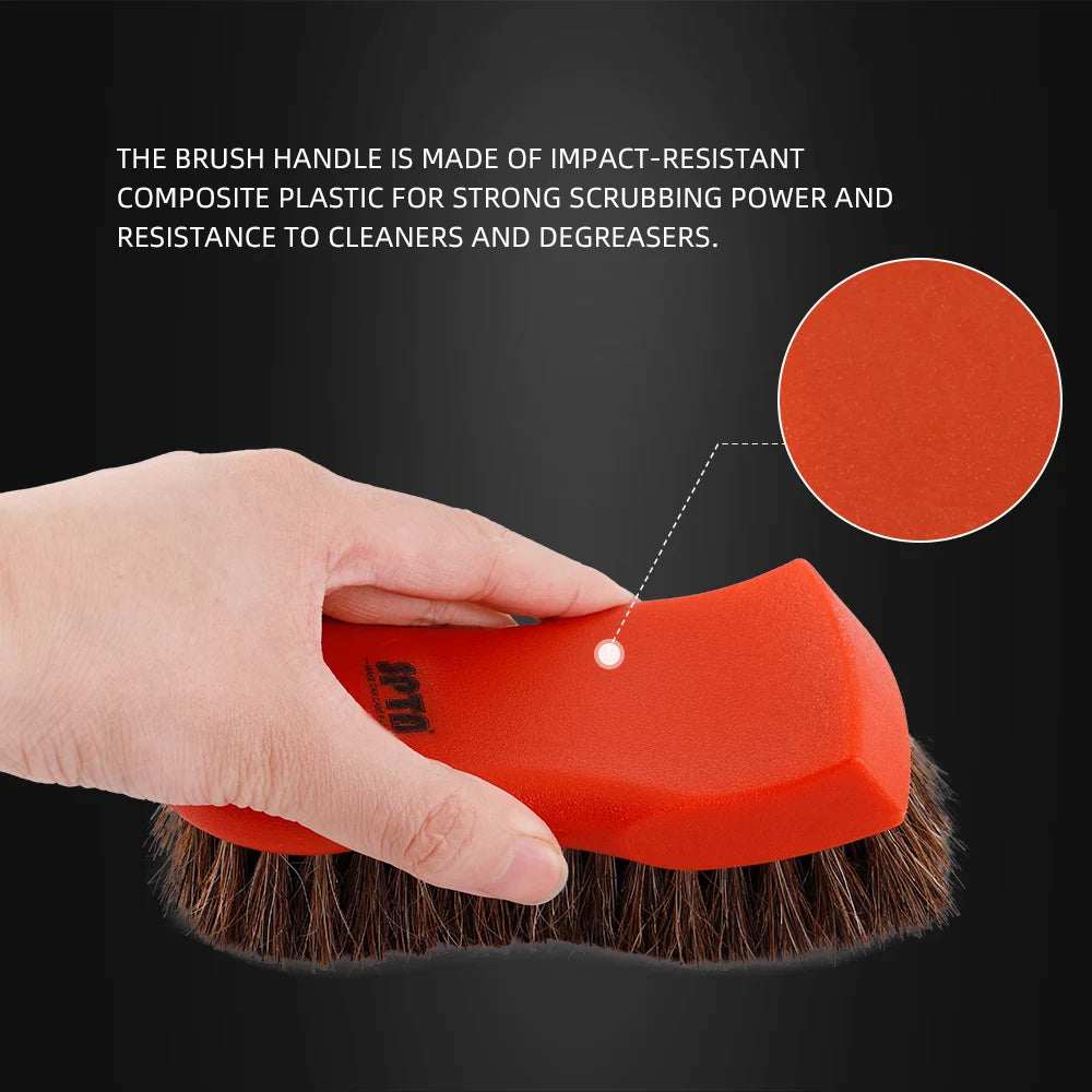 1Pc Car Detail Interior Cleaning Horse Hair Brush Horsehair for Leather, Vinyl, Fabric